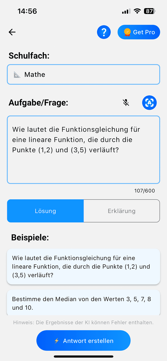 Aufgabe einscannen